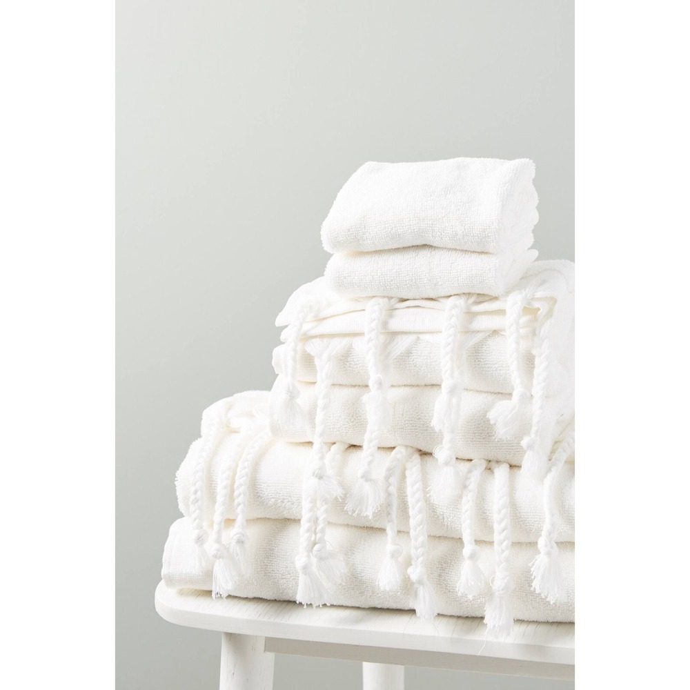 NEW white Anthropologie BARLEY TOWELS, SET OF 6 Set of 6 Bath Towels